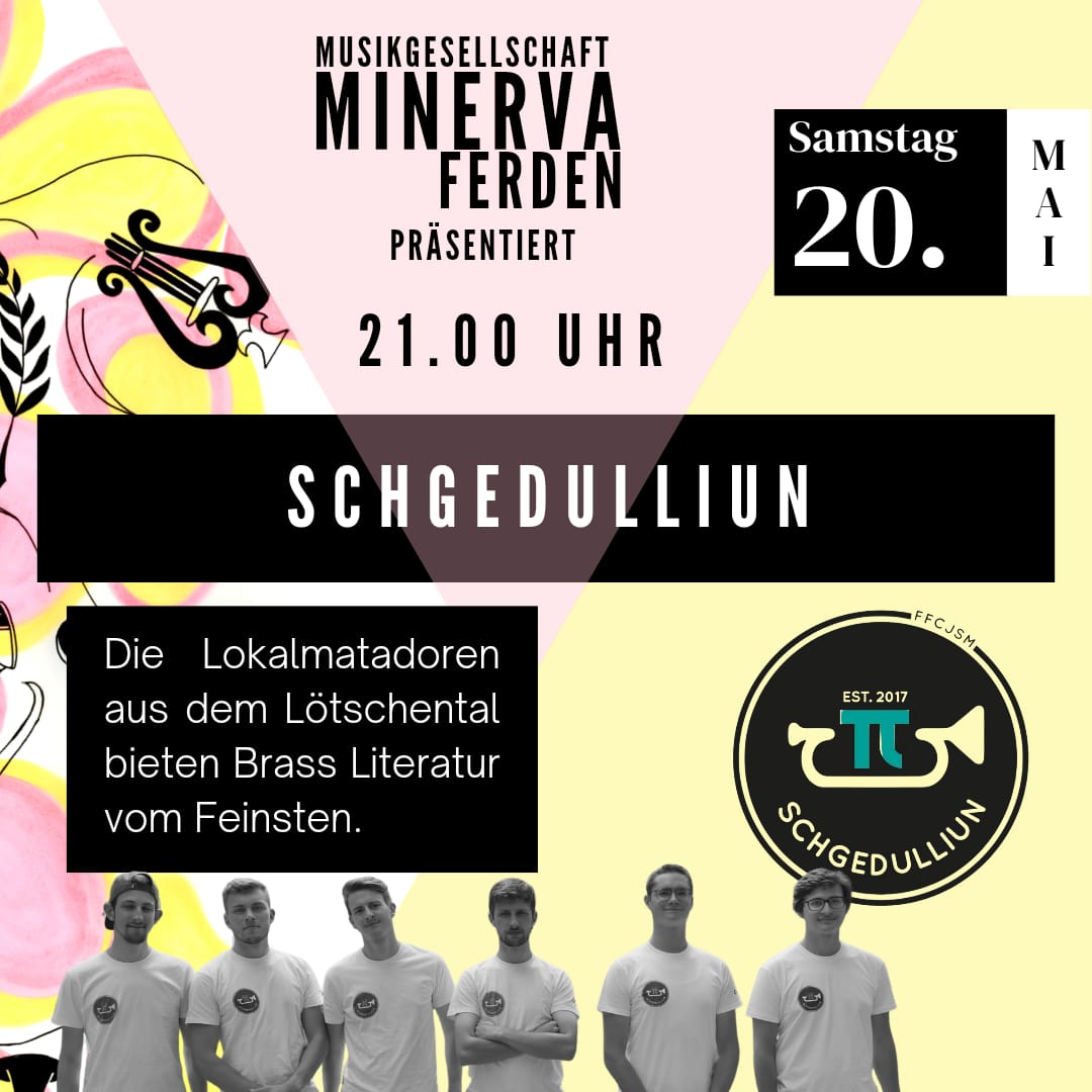 21:00 Uhr - Konzert Schgedulliun. Die Lokalmatadoren aus dem Lötschental bieten Brass Literatur vom Feinsten.